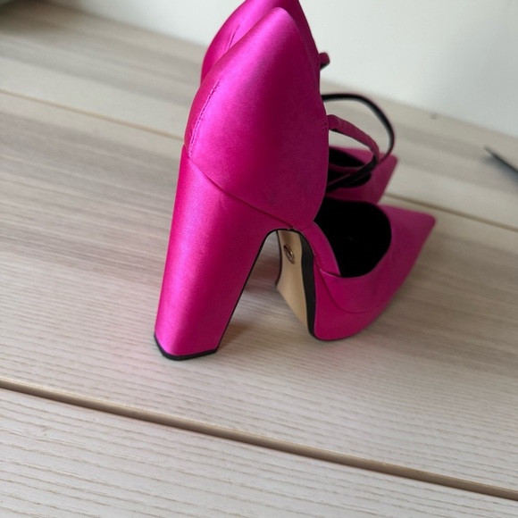 Zara satin pink platform heels Vibrant Pink women size 36 - Picture 3 of 6